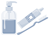 Drawing of a personal hygiene kit